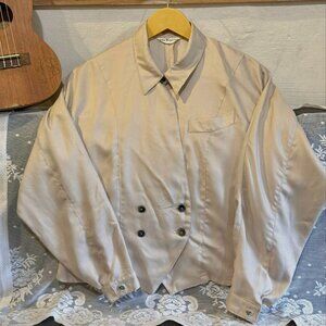 Chic Cream Double-Breasted Collared Jacket